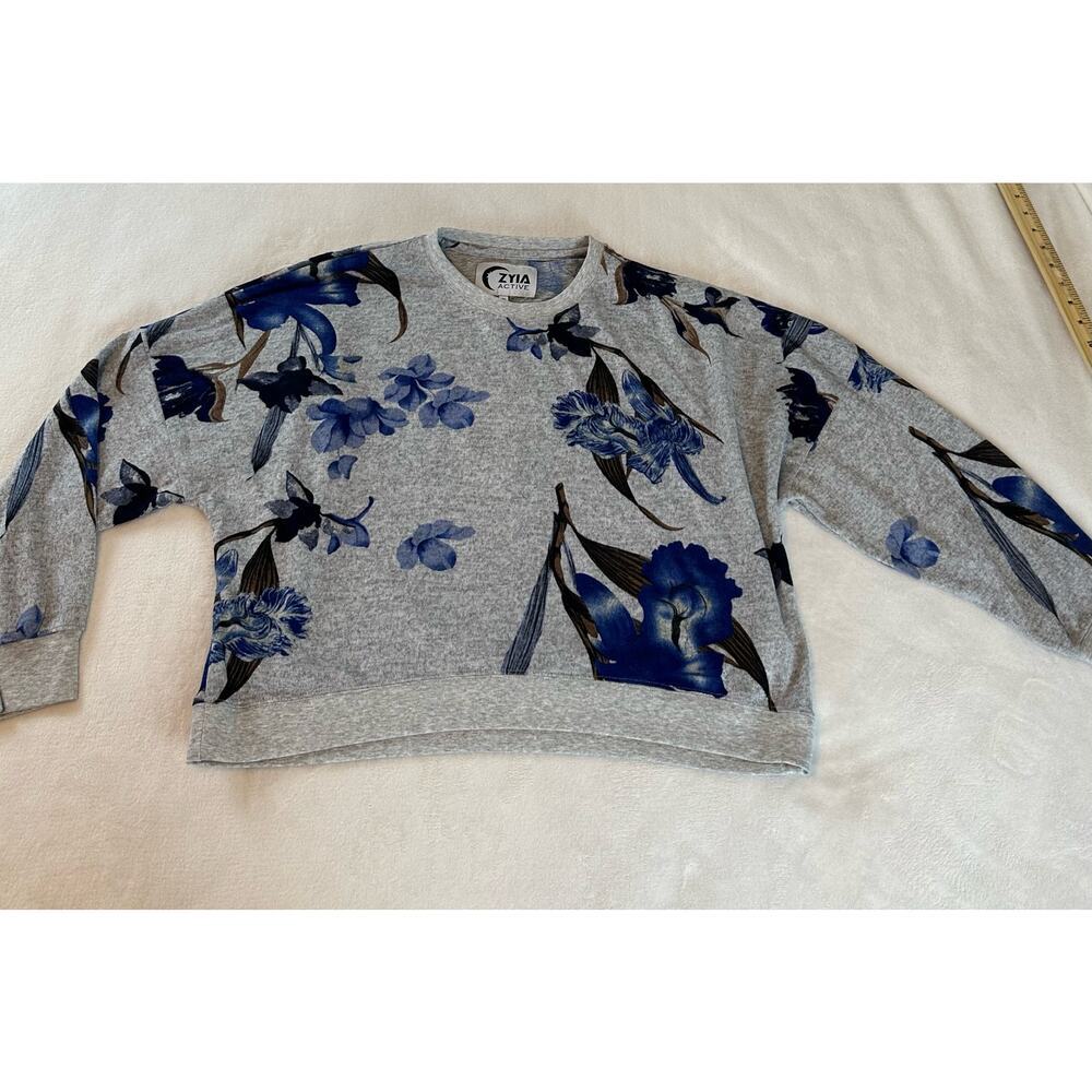 Zyia Activewear Long Sleeve Floral Crop Size Large NWT